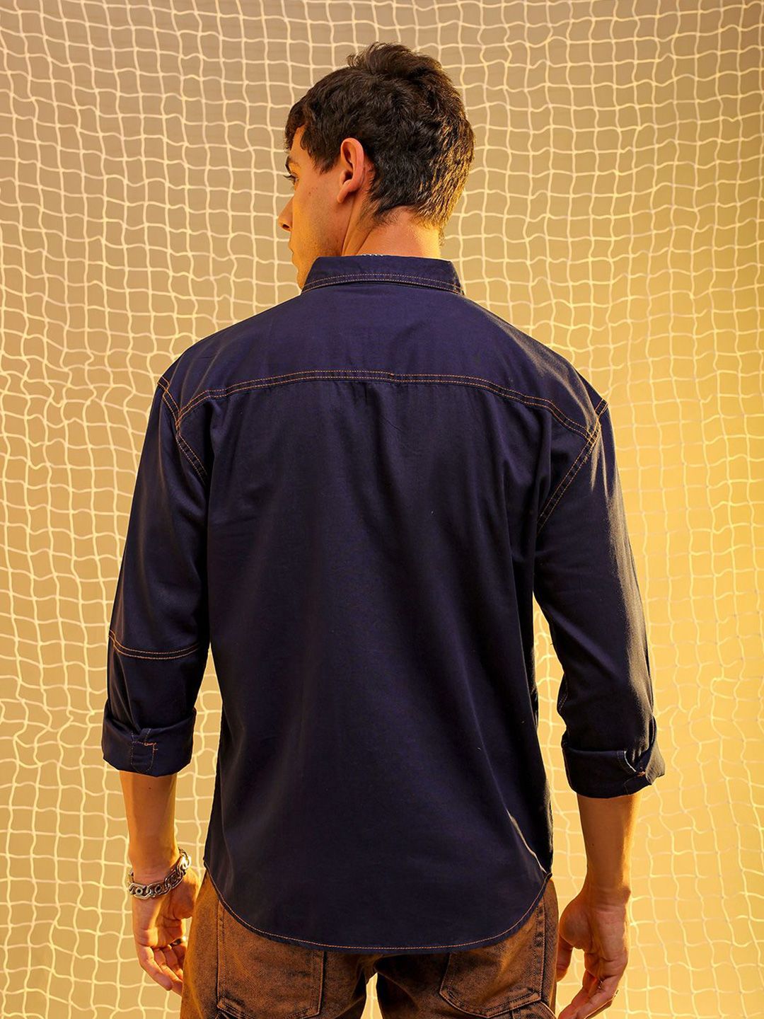 The Indian Garage Co Spread Collar Long Sleeves Cotton Casual Shirt