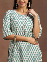 Libas Floral Printed Round Neck Regular Kurta With Trousers & Dupatta