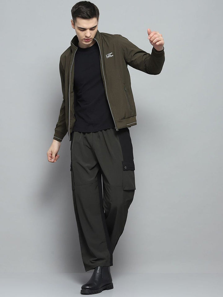 Monte Carlo Men Mock Collar Solid Casual Lightweight Bomber Jacket