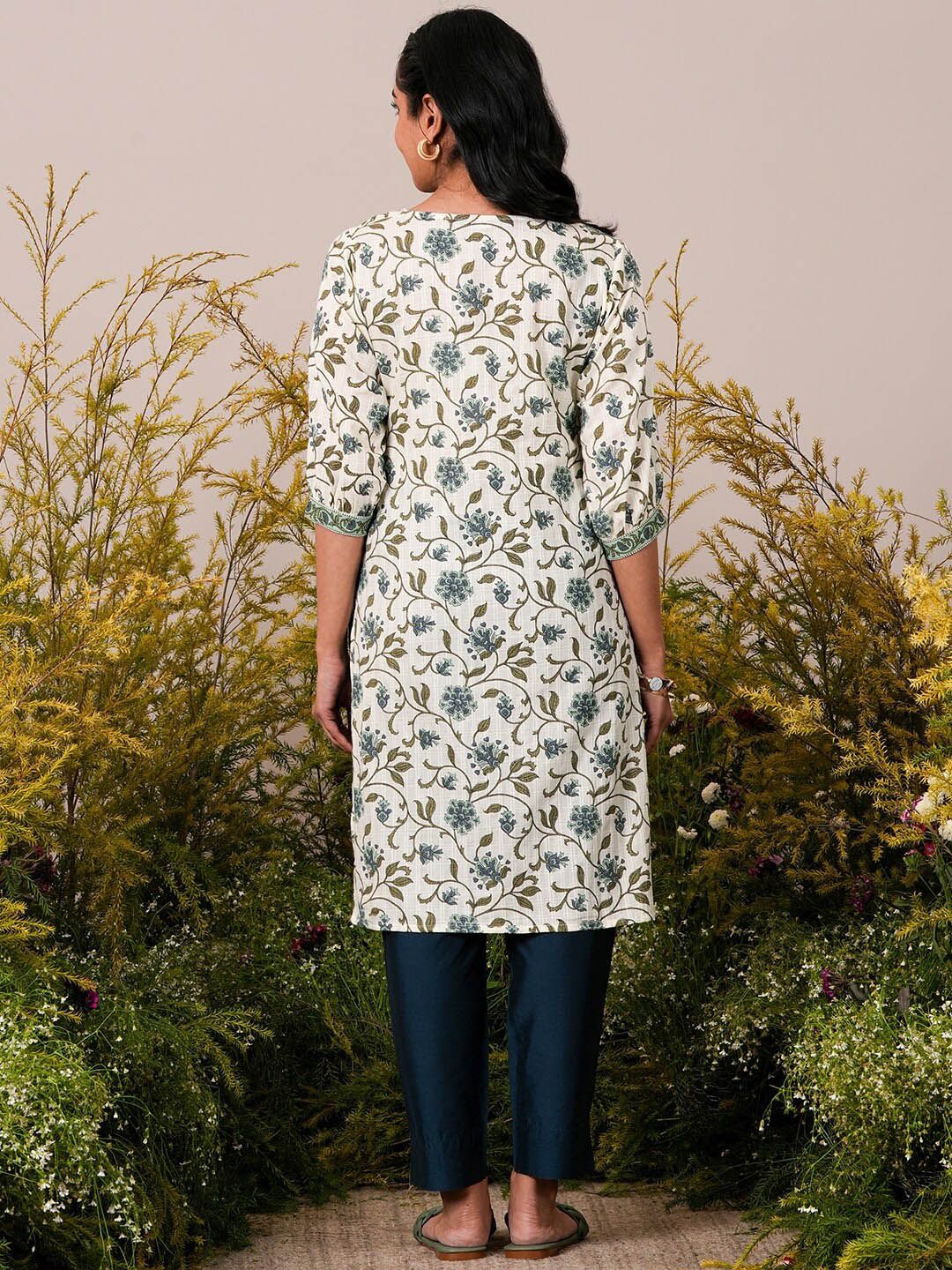 Libas Floral Printed Straight Kurta