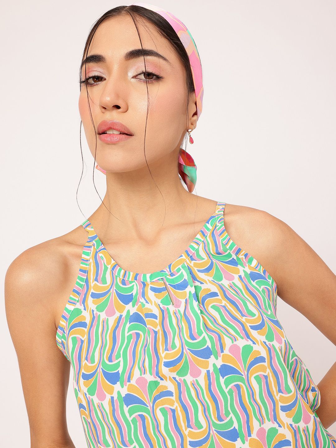 DressBerry Kaleidoscope Printed Strappy A-Line Top