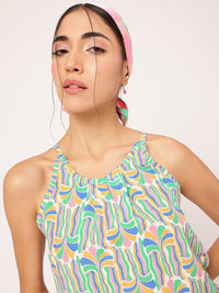 DressBerry Kaleidoscope Printed Strappy A-Line Top
