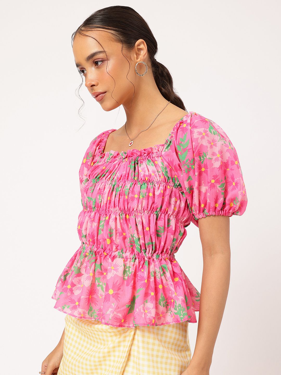 DressBerry Garden Galore Smocked Fitted Top