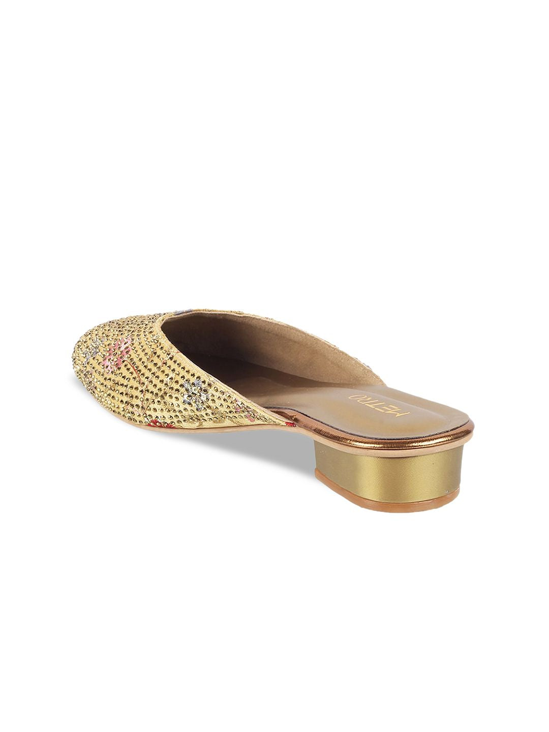 Metro Embellished Round Toe Block Heels