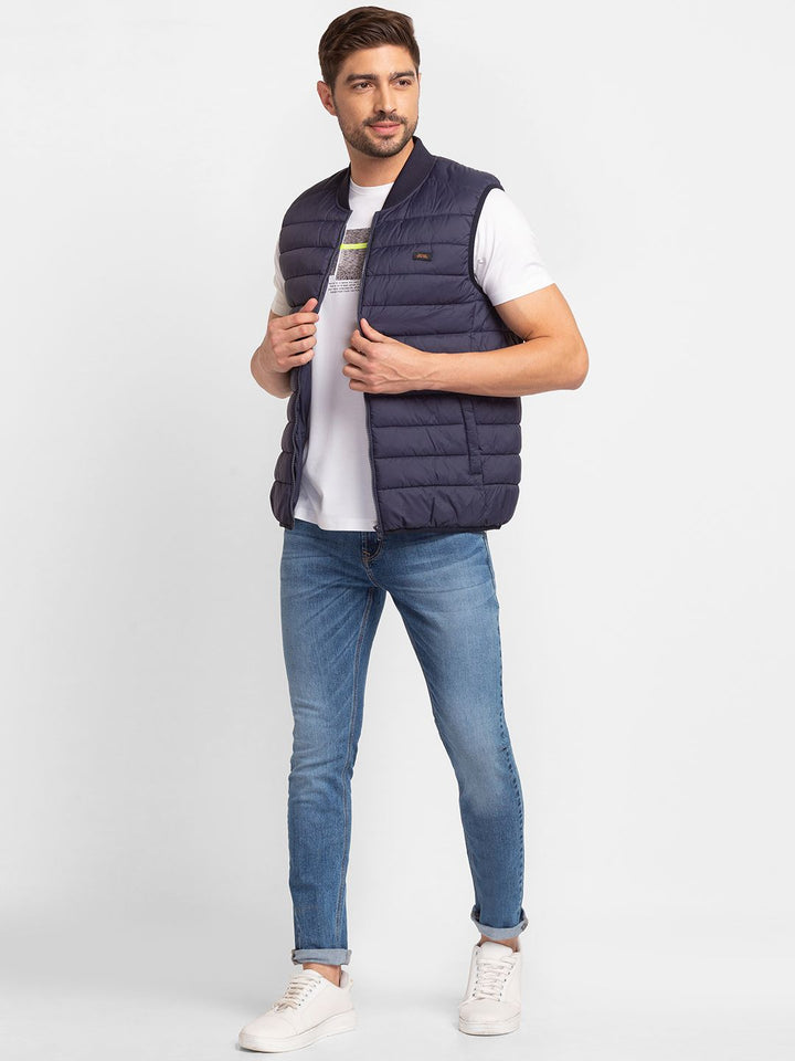 SPYKAR Solid Stand-Collar Puffer Jacket