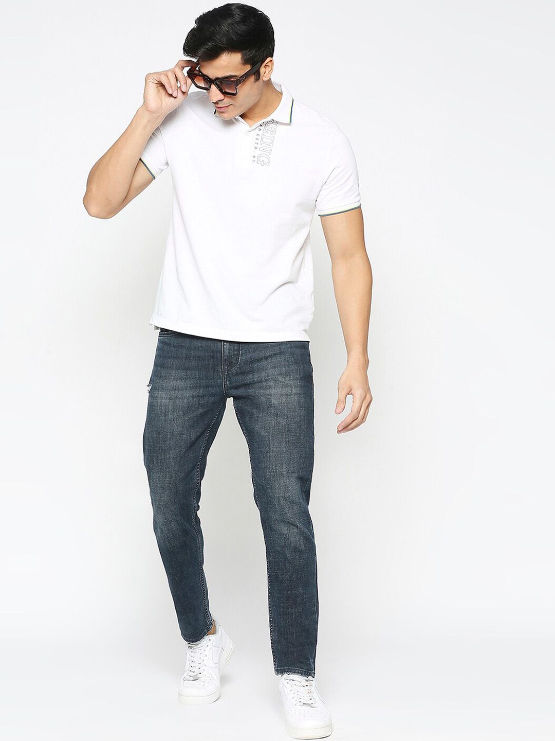 Menjadi Lelaki Manusia Cahaya Pudar Mid-Rise Comfort Skinny Fit seluar jeans