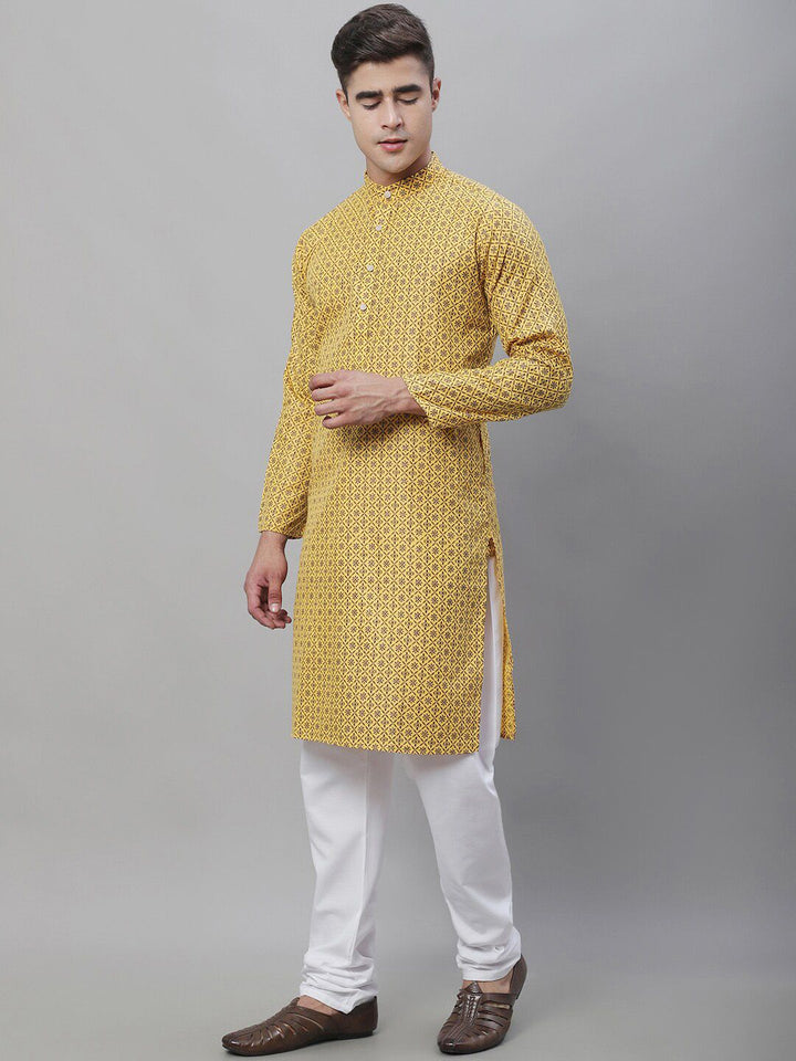 SOJANYA Ethnic Motifs Woven Design Pure Cotton Kurta with Churidar