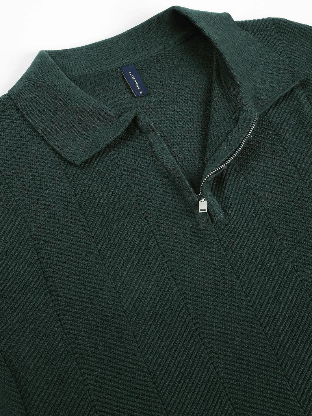 Thomas Scott Men Bio Finish Solid Polo Collar Cotton T-shirt