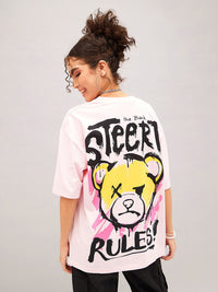 SASSAFRAS Typography Printed Pure Cotton Oversized T-shirt