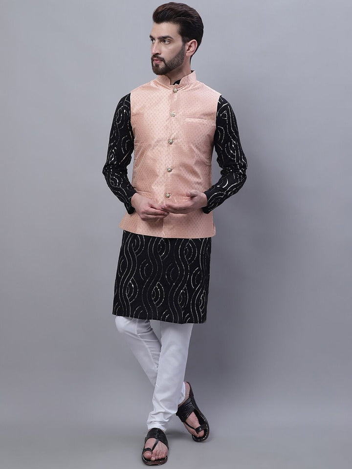 SOJANYA Lelaki Leheriya Sulam Kurta Kapas Tulen Labuci Dengan Churidar & Nehru Kurta