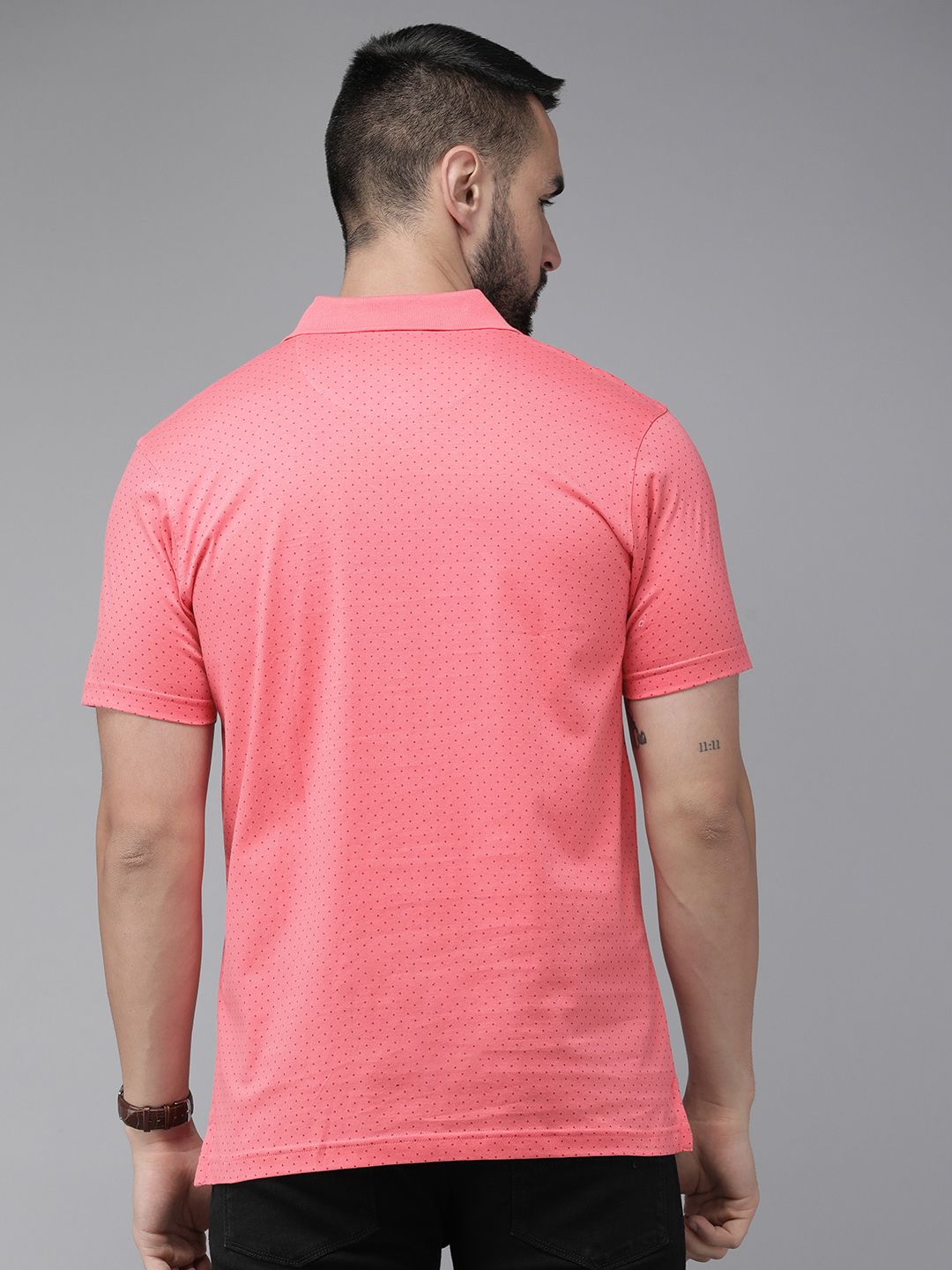 Park Avenue Pure Cotton Geometric Printed Polo Collar Pocket Slim Fit T-shirt