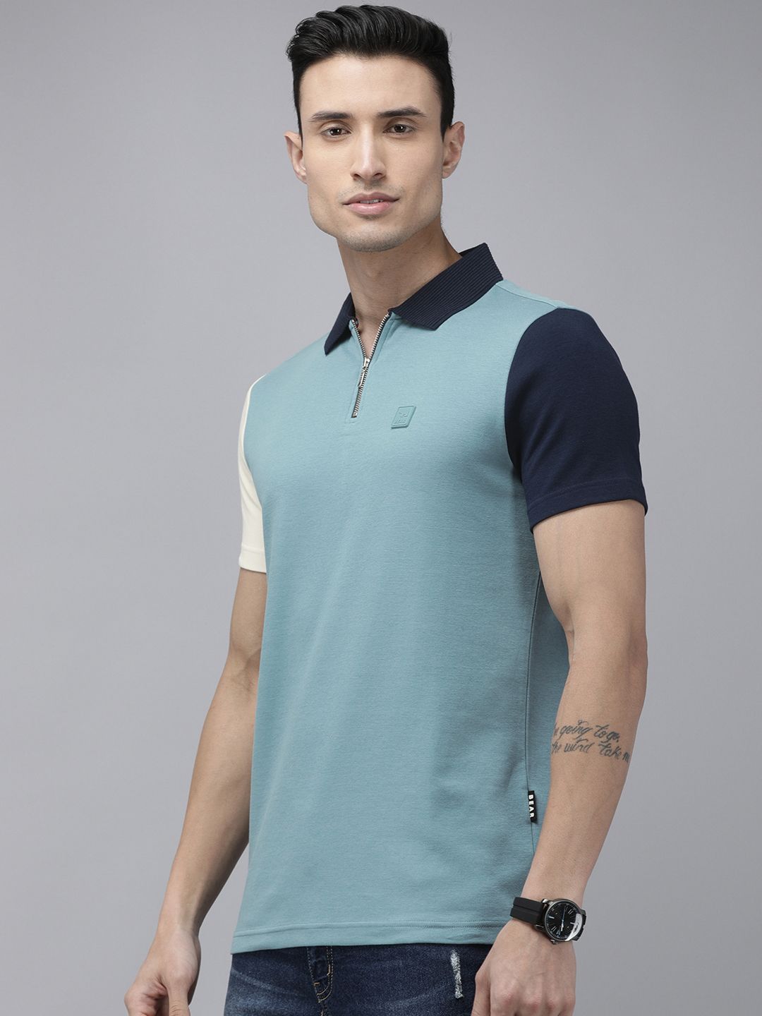 THE BEAR HOUSE Ardor Edition Men Polo Collar Applique Detail Slim Fit T-Shirt