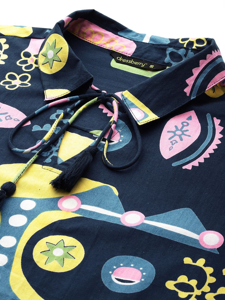 DressBerry Printed Flared Sleeve Pure Cotton Top