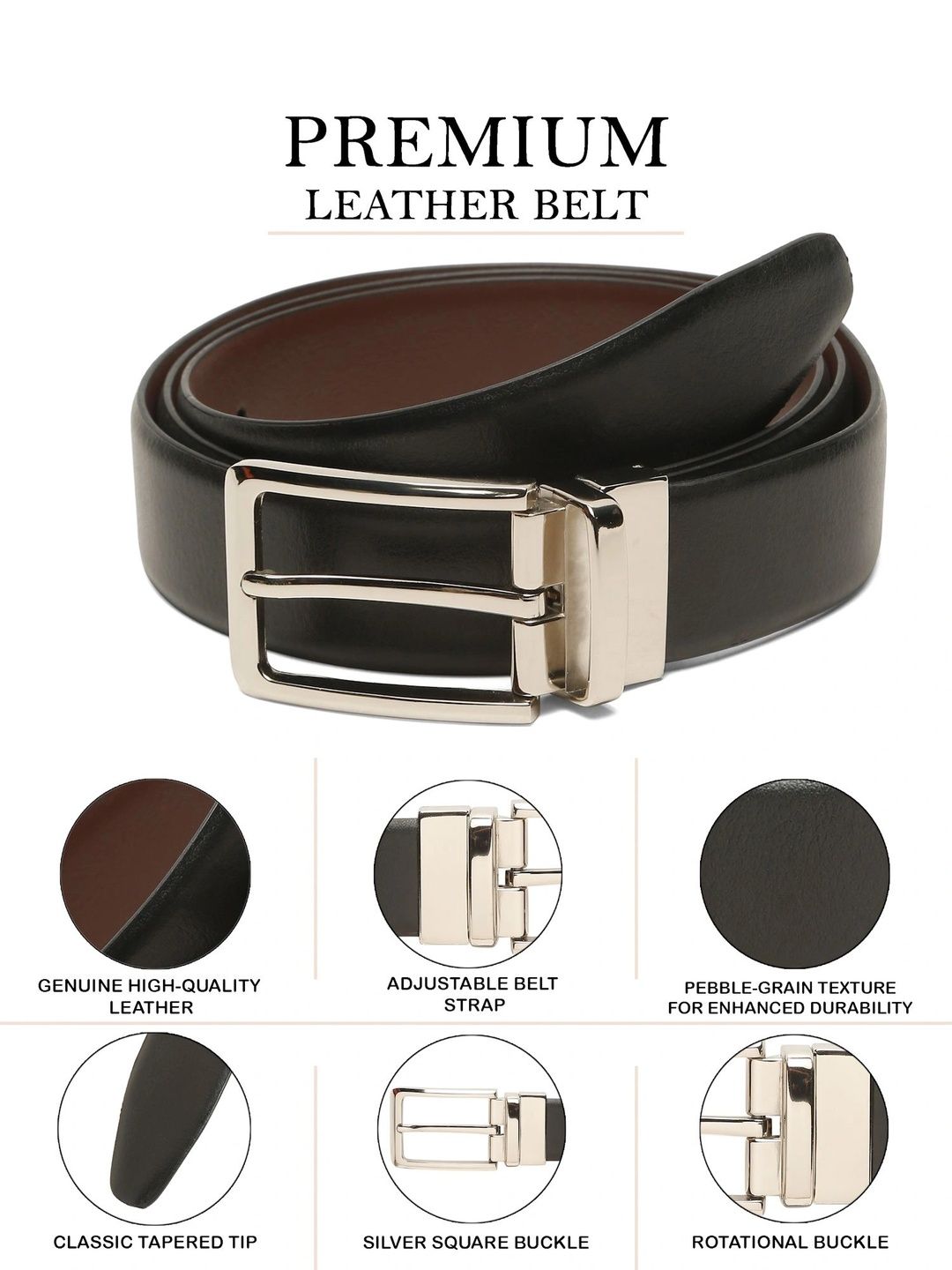 Teakwood Leathers Men Leather Reversible Formal Belt