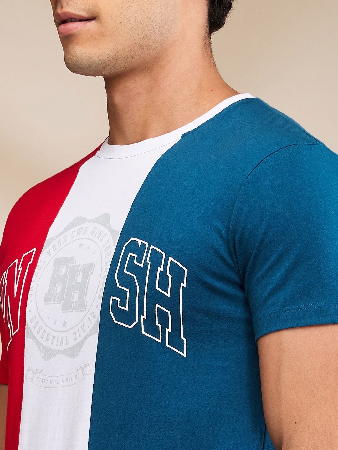 Being Human Men Colourblocked Applique T-shirt
