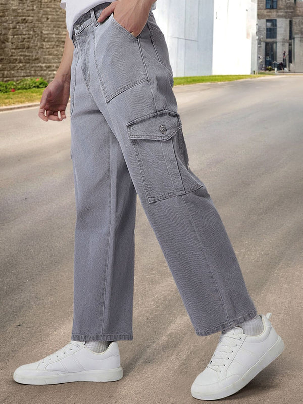 Urbano Fashion Men Loose Fit Non-Stretchable Cargo Jeans
