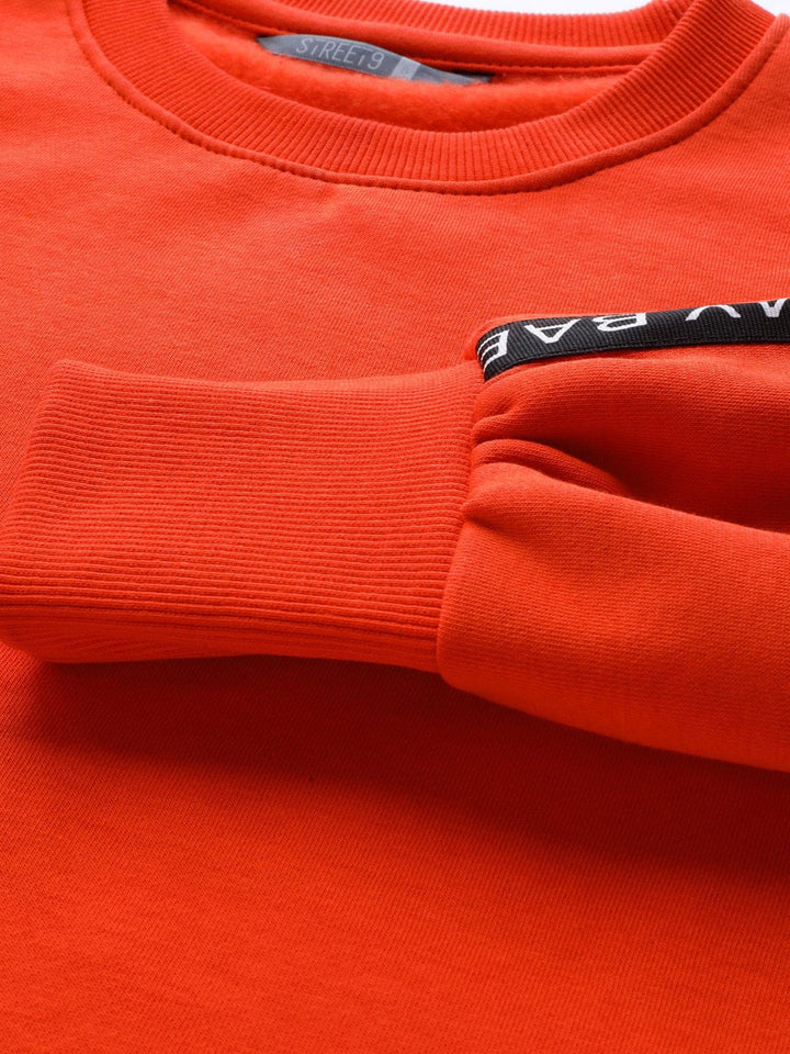 STREET 9 Women Orange Solid Sweatshirt