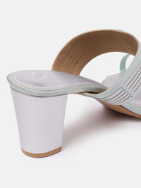 House of Pataudi Open Toe Striped Block Heels