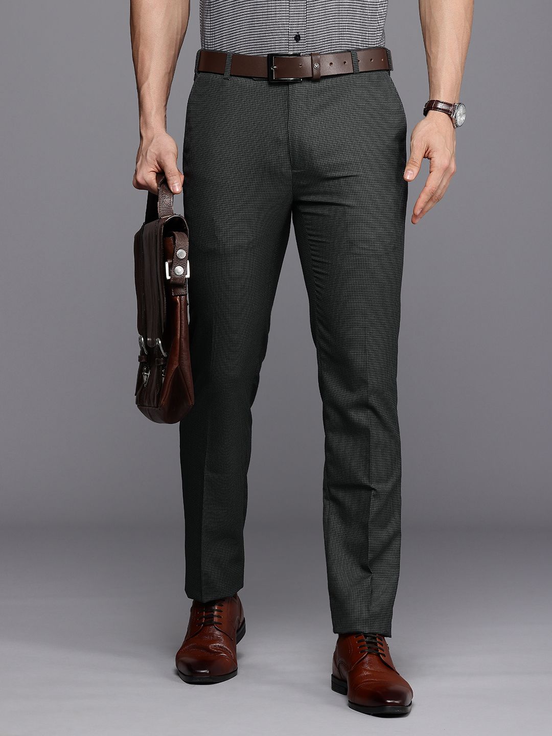 Raymond Men Checked Slim Fit Seluar Formal