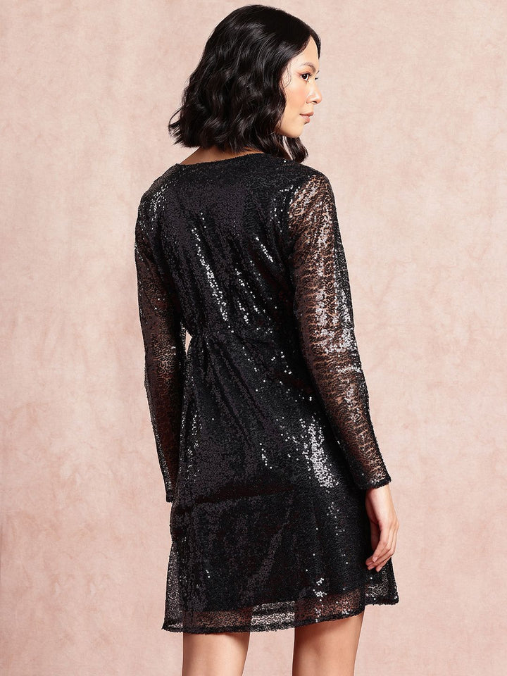 all about you Embellished Wrap Style Empire Dress
