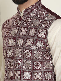 SOJANYA Jaket Tenun Nehru Bersulam