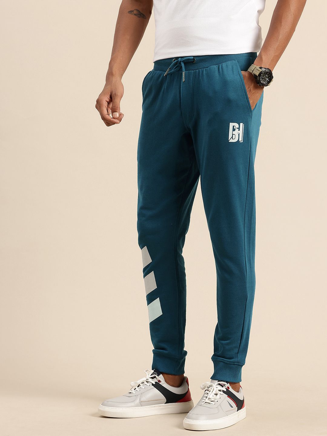 Being Human Men Pure Cotton Striped Joggers