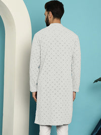 SOJANYA Kurta Kolar Mandarin Sulam Geometrik Pure Cotton
