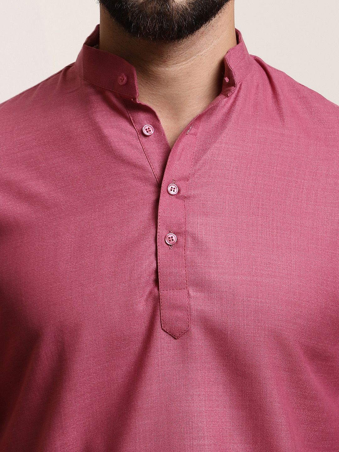 Anug by SOJANYA Men Dark Coral Mandarin Collar Kurta