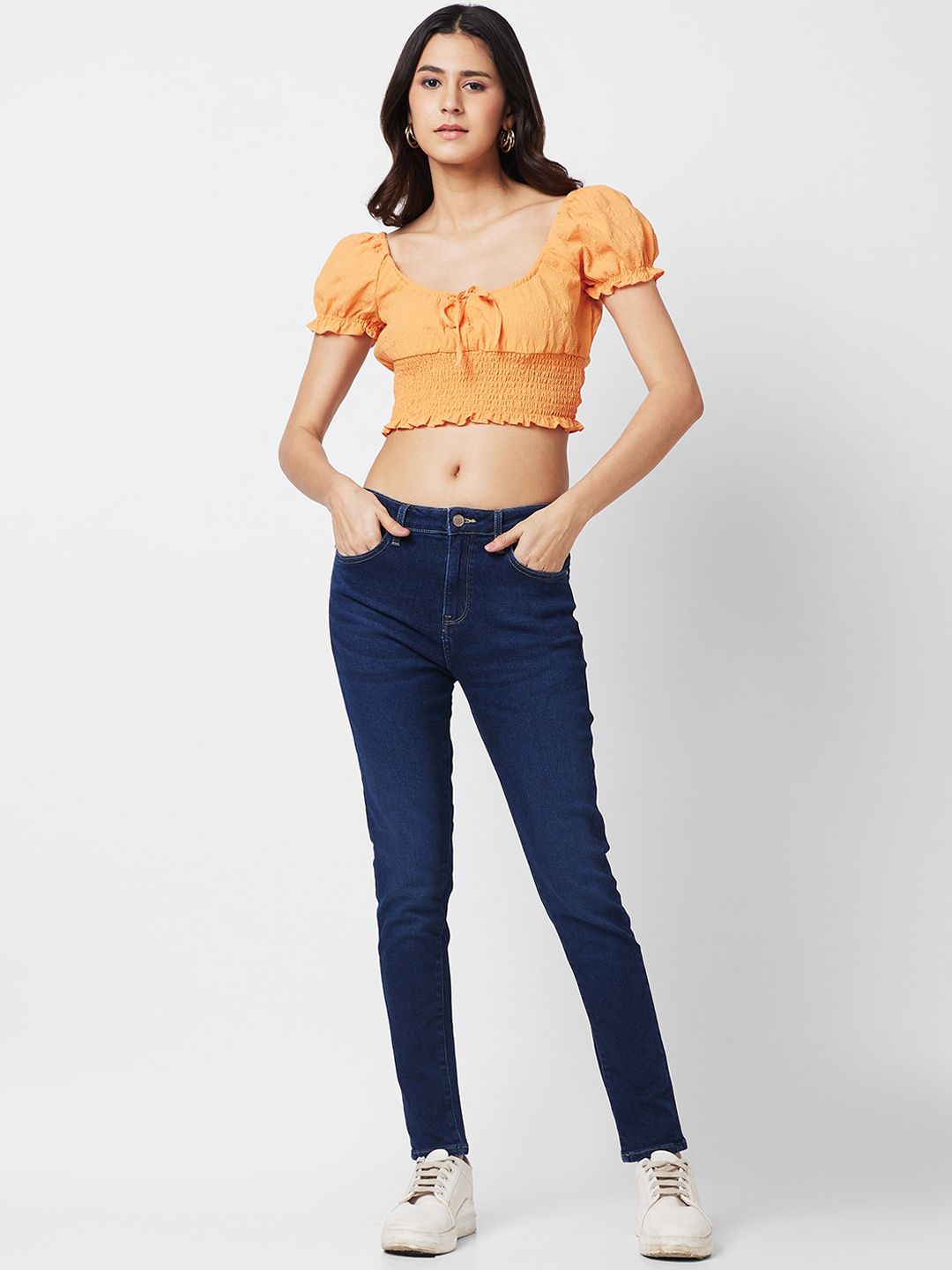 SPYKAR Women Clean Look Slim Fit High-Rise Light Fade Stretchable Jeans