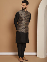 Anouk Woven Design Mandarin Collar Long Sleeves Kurta with Churidar Nehru Jacket