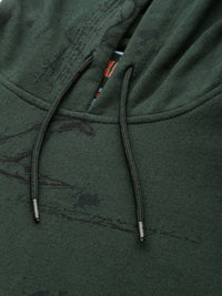 The Indian Garage Co Men Olive Green Printed Hooded Sweatshirt