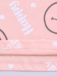 Happy Faces Kids Girls Smiley Printed Pure Cotton T-Shirt