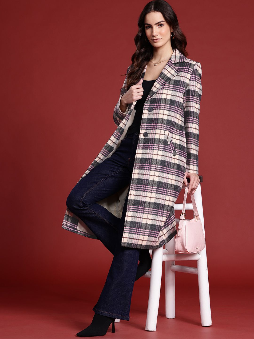 all about you Checked Tweed Overcoat