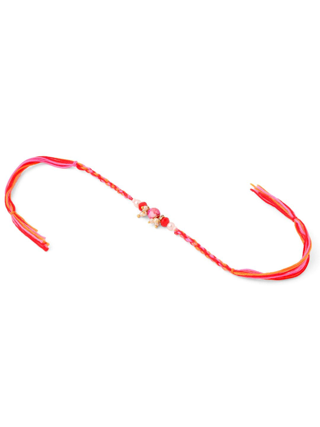 NVR Set of 2 Multicolor Artificial Stones & Beads Bhaiya Bhabhi Rakhi with Roli Chawal