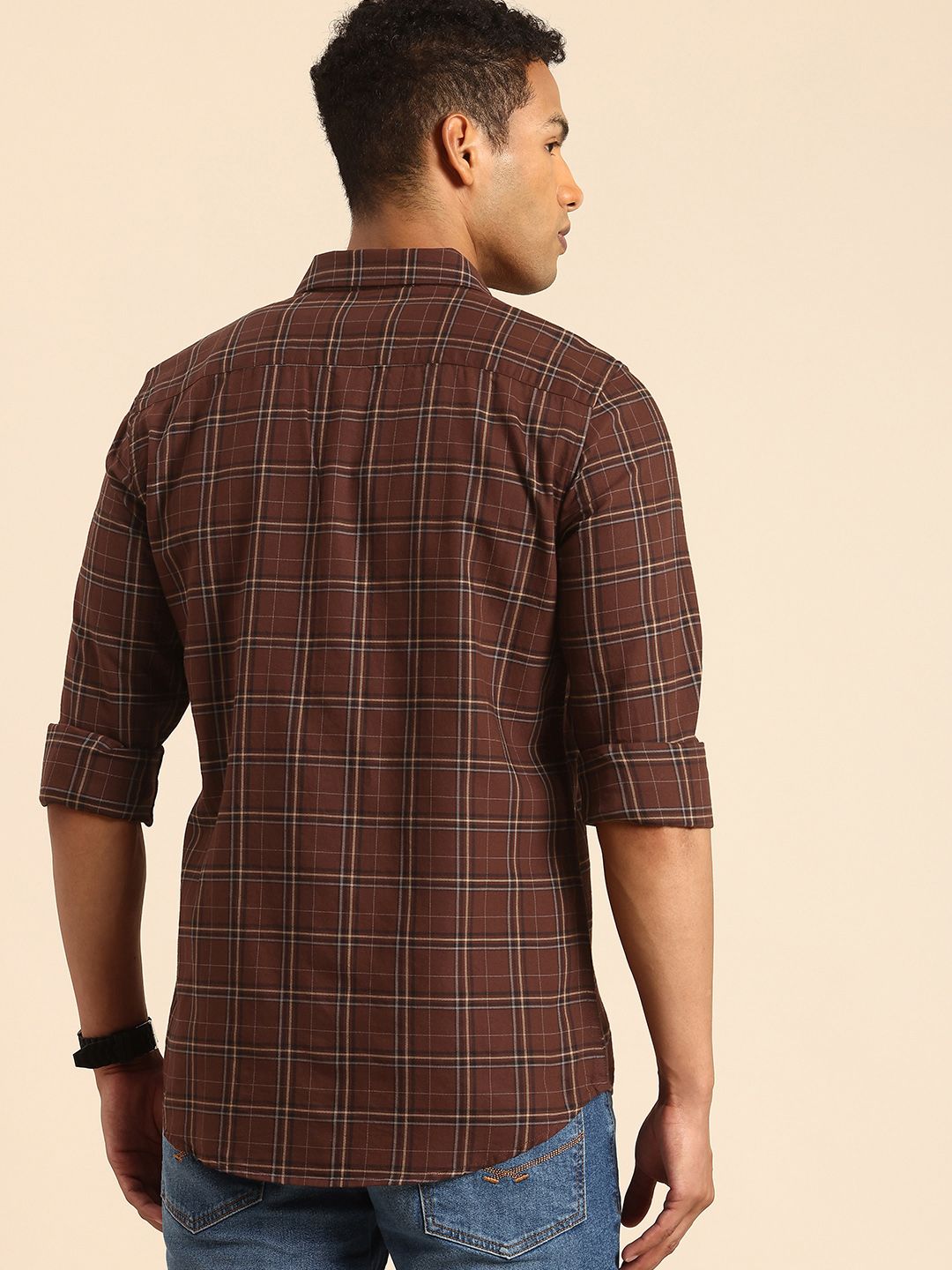 Being Human Pure Cotton Slim Fit Checked Casual Shirt