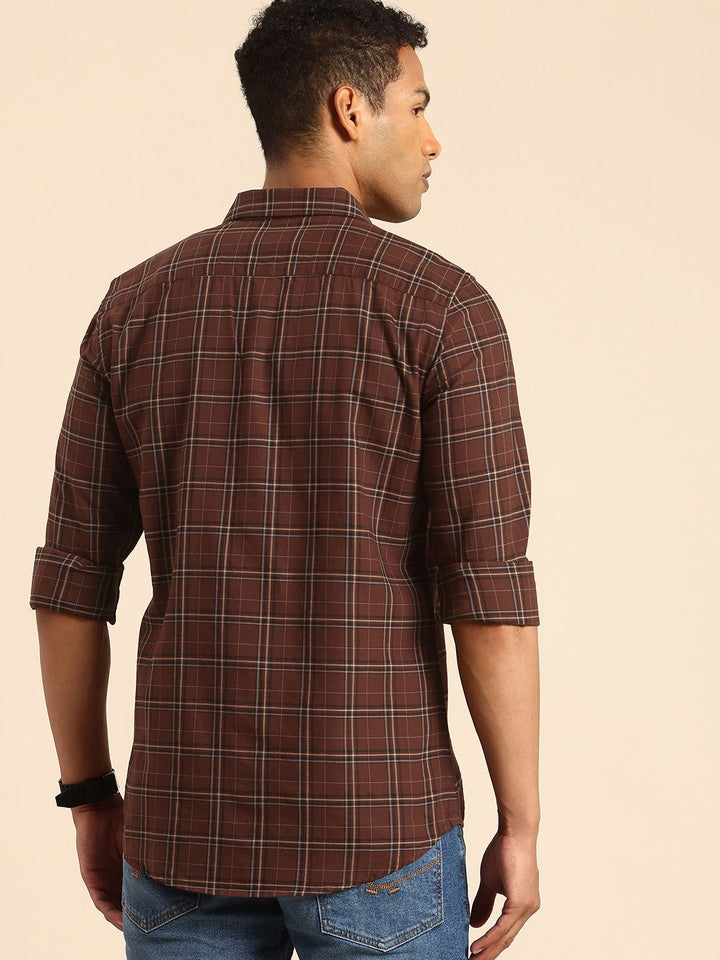 Being Human Pure Cotton Slim Fit Checked Casual Shirt