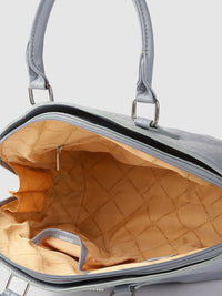 Lino Perros Women Grey Croc Textured Structured Handheld Bag