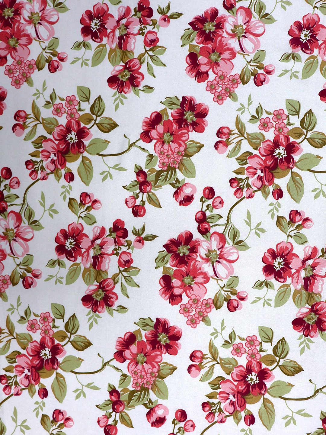 BOMBAY DYEING Blumen Red Floral 104 TC Cotton Queen Bedsheet Set-2.24 m X 2.54 m
