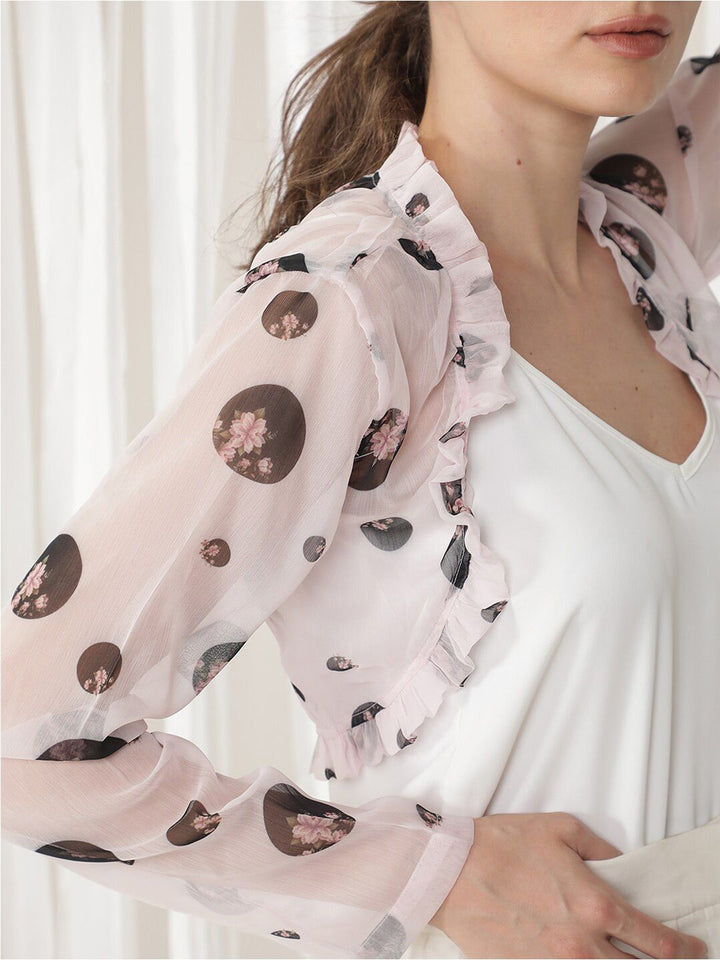 RAREISM Floral Printed Open Front Crop Shrug