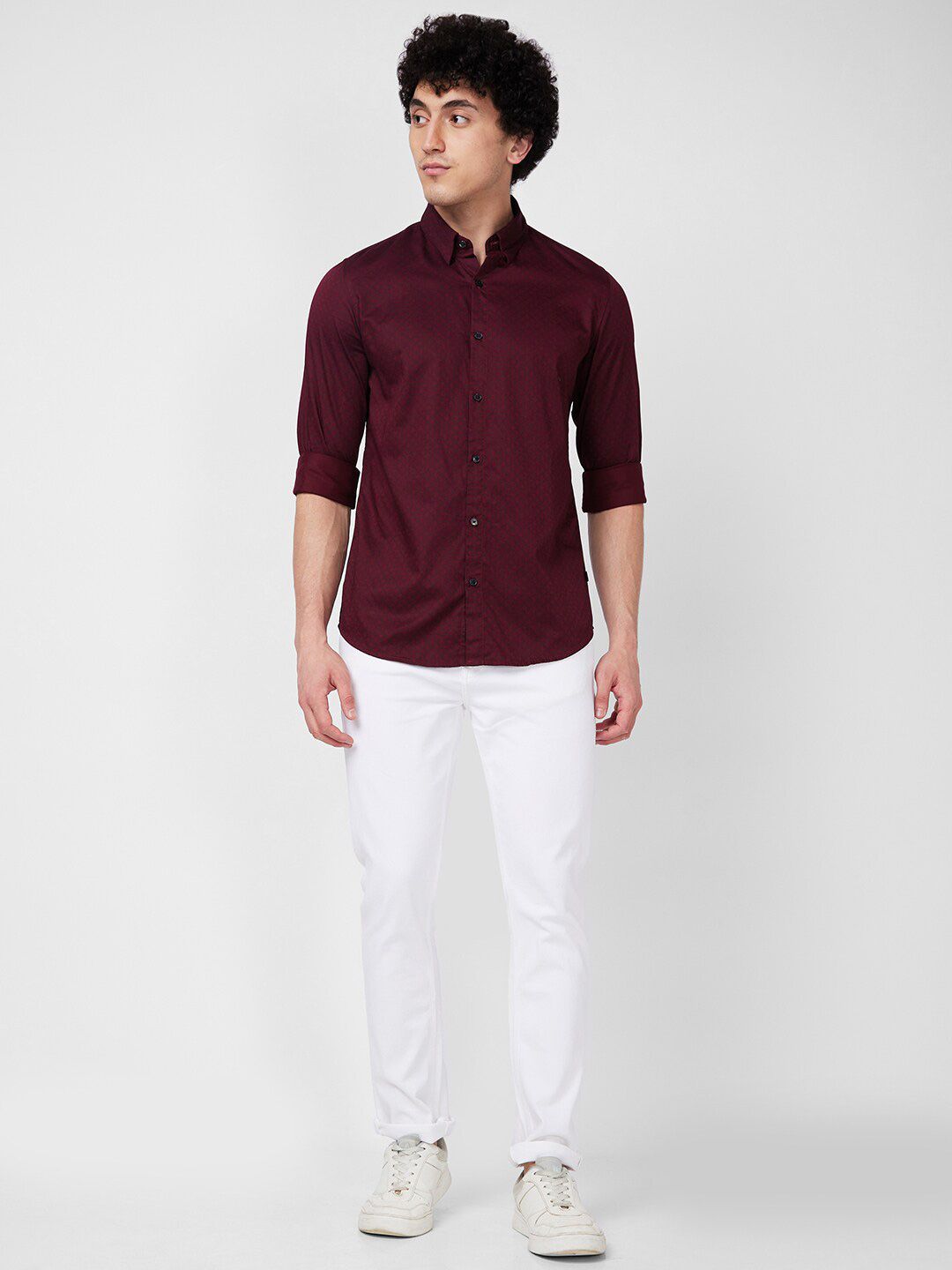 SPYKAR Long Sleeves Regular Fit Cotton Opaque Casual Shirt