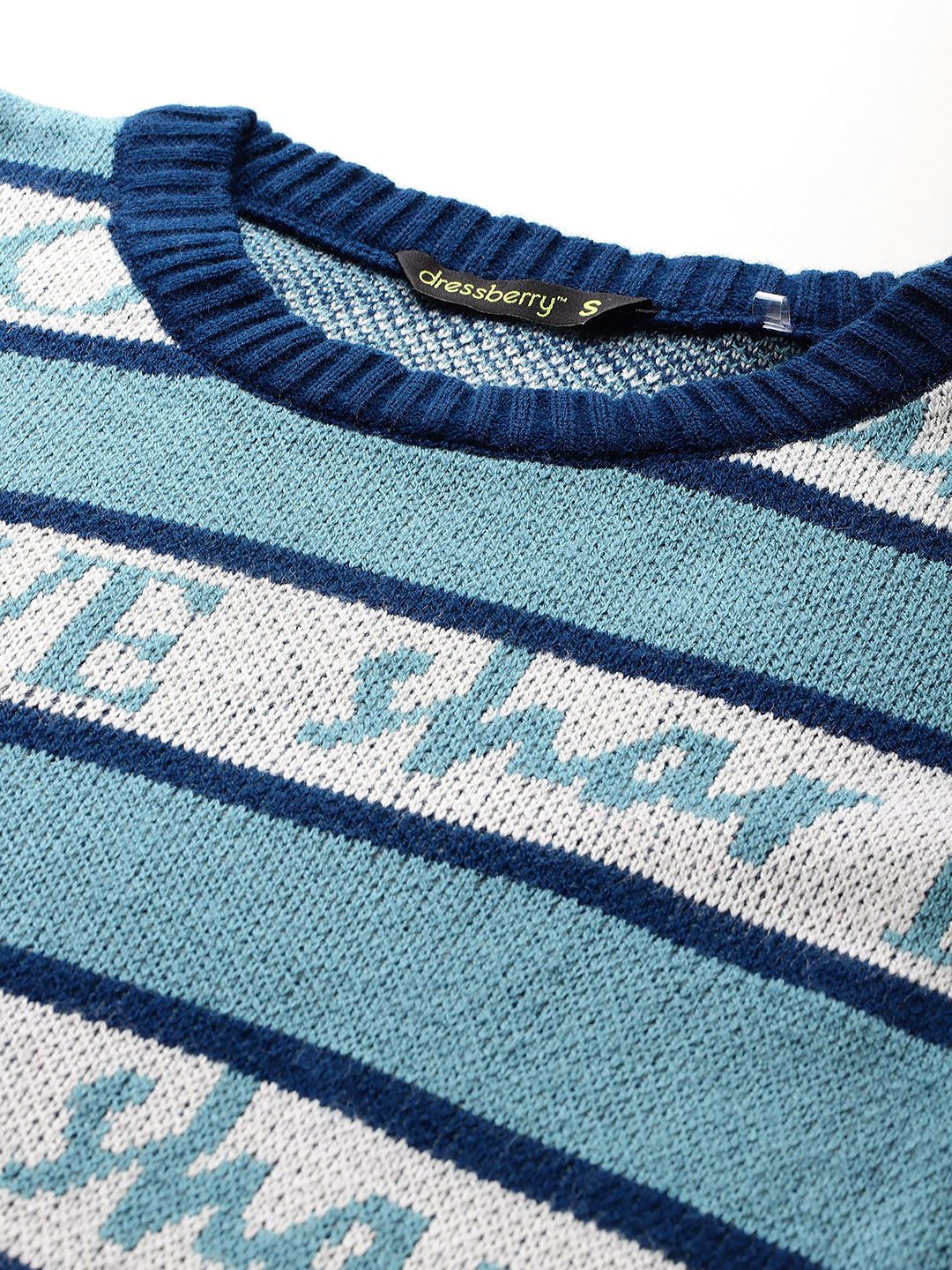 DressBerry Striped Typography Design Pullover