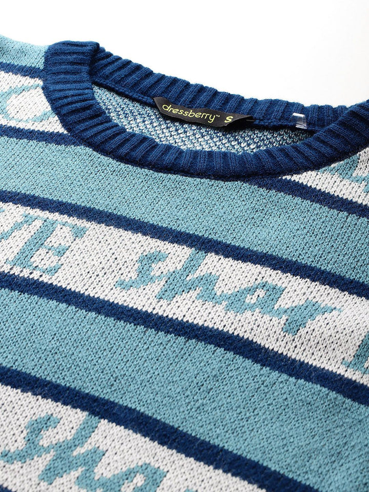 DressBerry Striped Typography Design Pullover