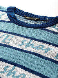DressBerry Striped Typography Design Pullover