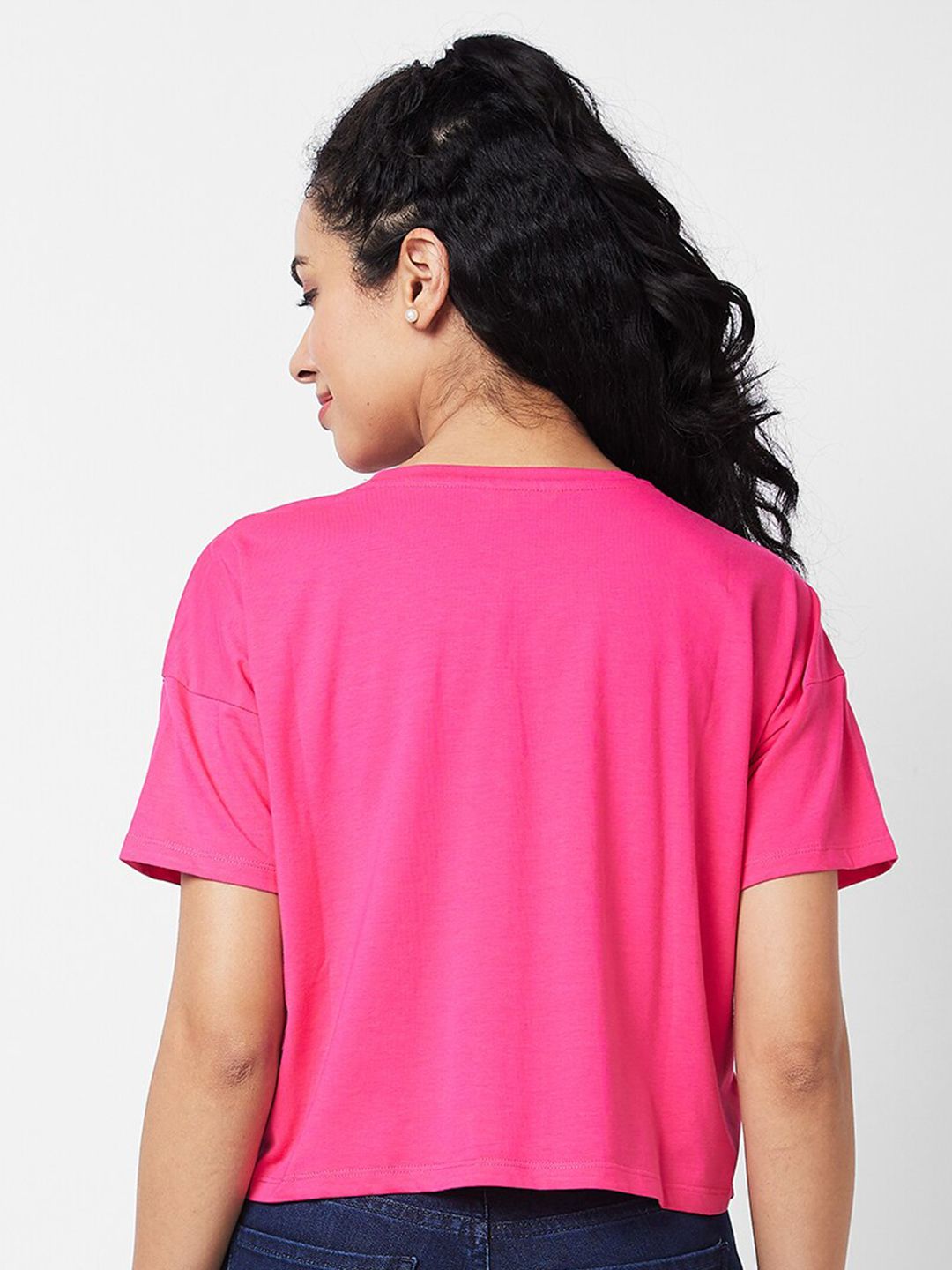 SPYKAR Graphic Printed Round Neck Cotton Pocket Boxy T-shirt
