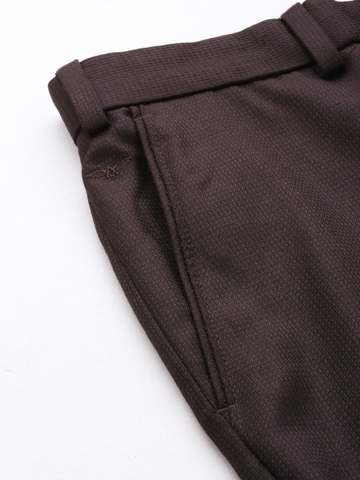 Park Avenue Men Self Design Textured Smart Fit Low-Rise Formal Trousers