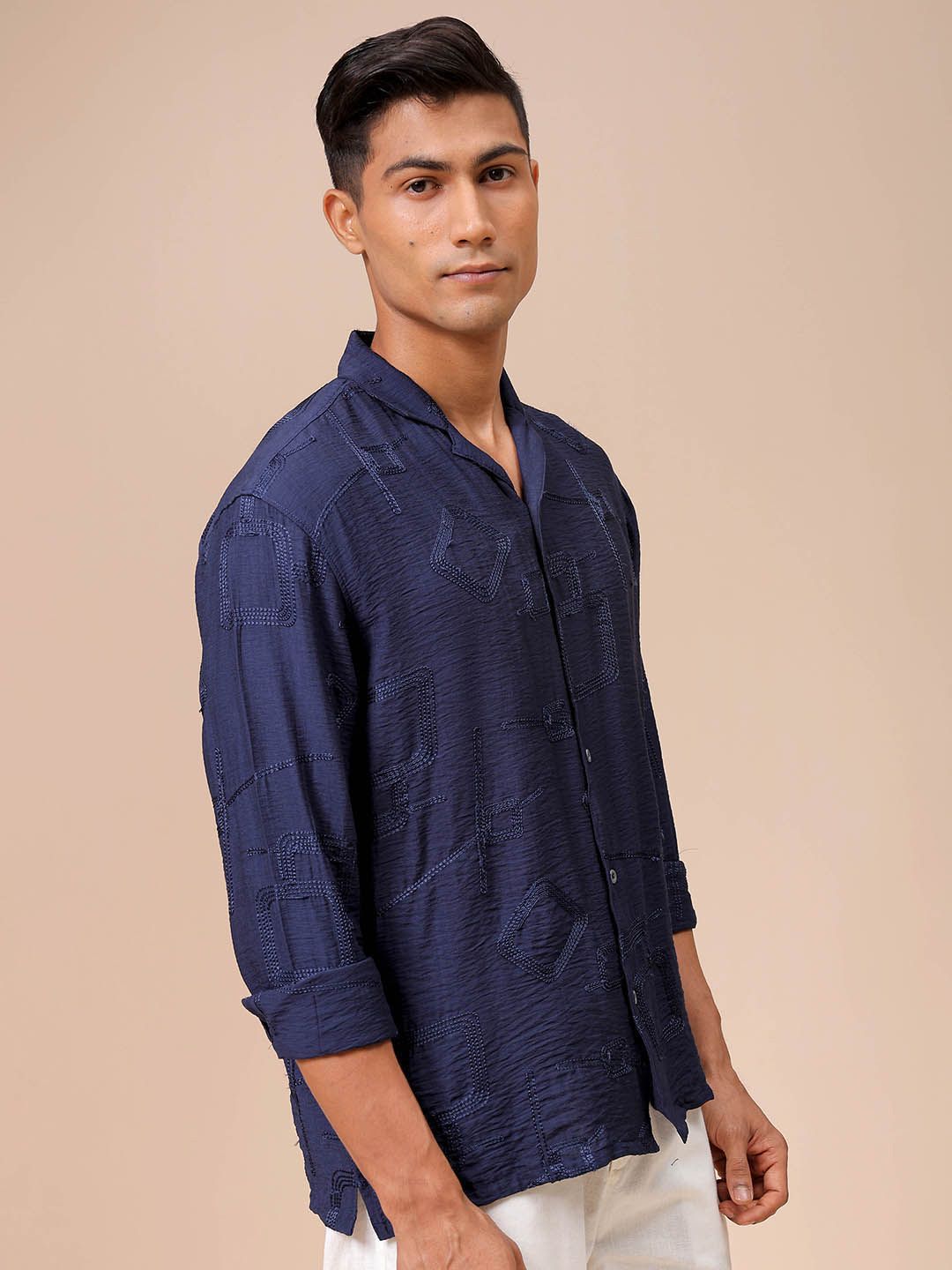 The Indian Garage Co Men Relaxed Fit Embroidery Resortwear Shirt