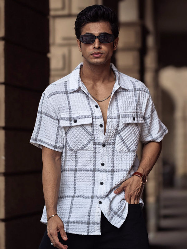 Powerlook Men Opaque Checked Cotton Casual Shirt