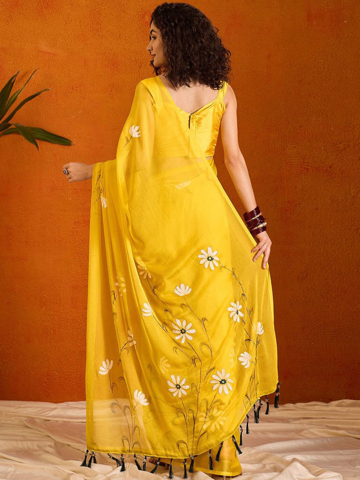 Saree mall Floral Poly Chiffon Sarees