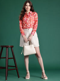 DressBerry Semi Sheer Printed Casual Shirt