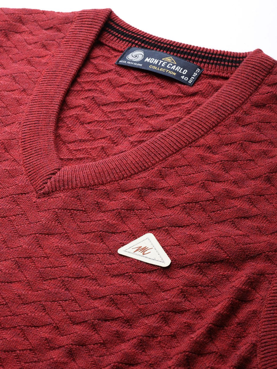 Monte Carlo Self Design Woollen Sweater Vest